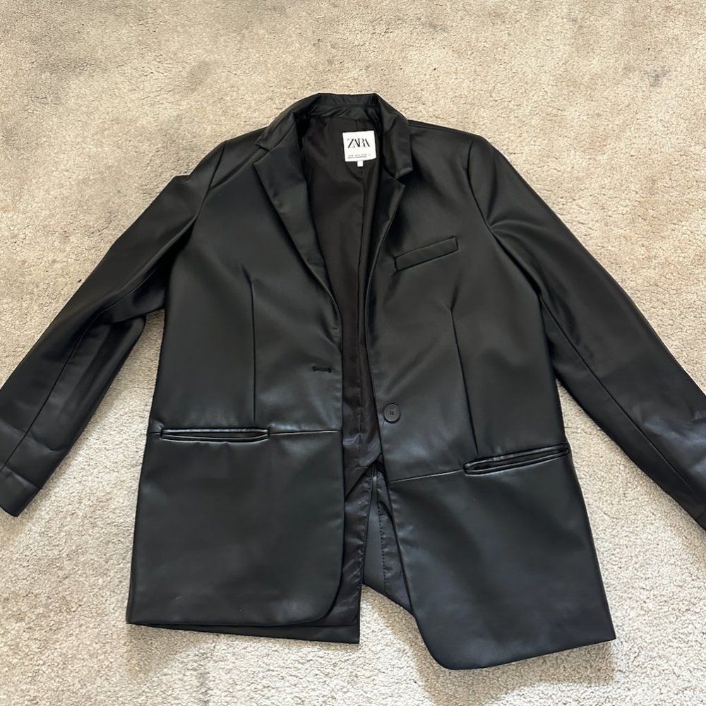 Zara Faux Leather Blazer